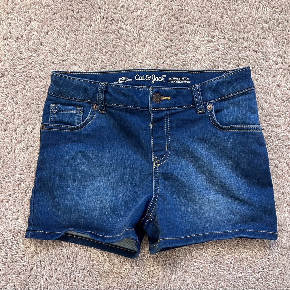 Cat & Jack Girls Dark Wash Stretch Jean Shorts size 10/12 Large